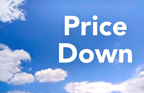 空にPRICE DOWNと書かれた写真
